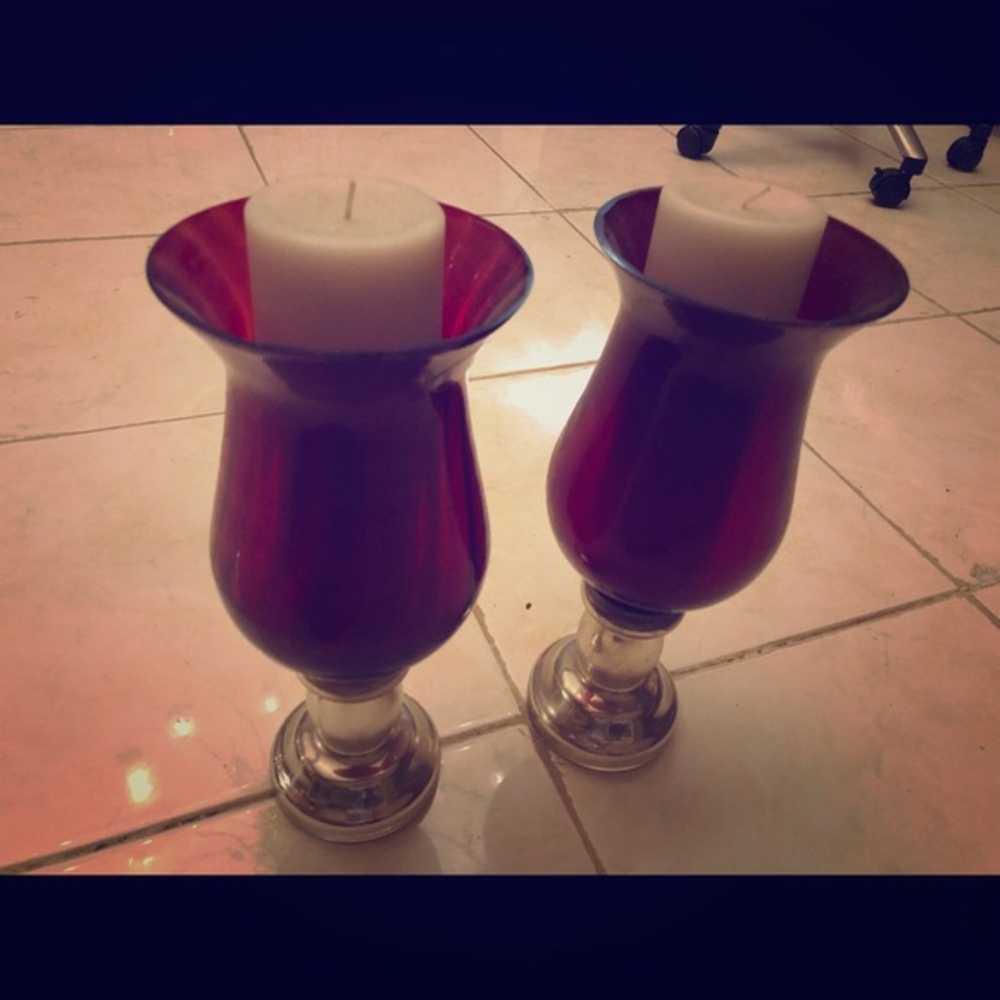 Two vintage candle holder